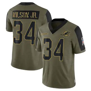 Miami Dolphins Men's Jeff Wilson Jr. Limited 2021 Salute To Service Jersey - Olive