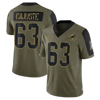 Miami Dolphins Men's Yodny Cajuste Limited 2021 Salute To Service Jersey - Olive