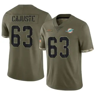 Miami Dolphins Men's Yodny Cajuste Limited 2022 Salute To Service Jersey - Olive