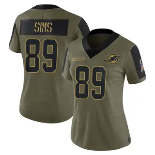 Miami Dolphins Women's Ben Sims Limited 2021 Salute To Service Jersey - Olive