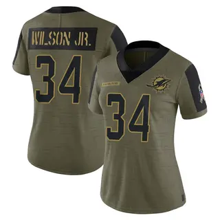 Miami Dolphins Women's Jeff Wilson Jr. Limited 2021 Salute To Service Jersey - Olive