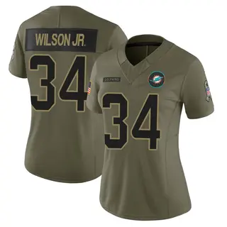 Miami Dolphins Women's Jeff Wilson Jr. Limited 2025 Salute to Service Jersey - Olive