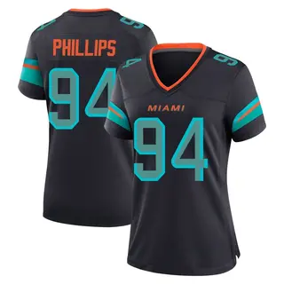 Miami Dolphins Women's Jordan Phillips Game Pitch 2025 Rivalries Collection Jersey - Blue