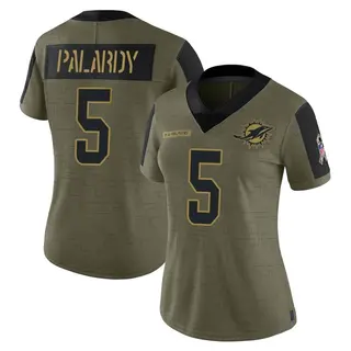 Miami Dolphins Women's Michael Palardy Limited 2021 Salute To Service Jersey - Olive