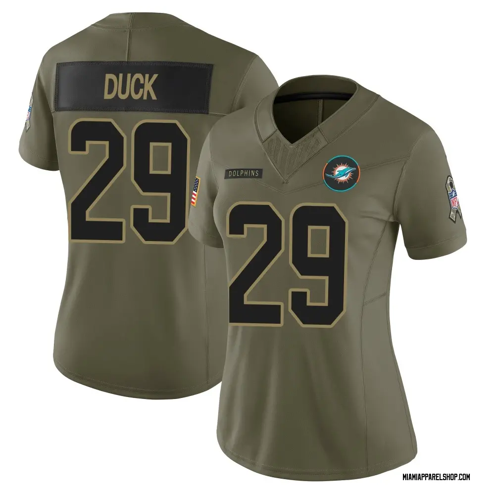 Miami Dolphins Women's Storm Duck Limited 2025 Salute to Service Jersey - Olive