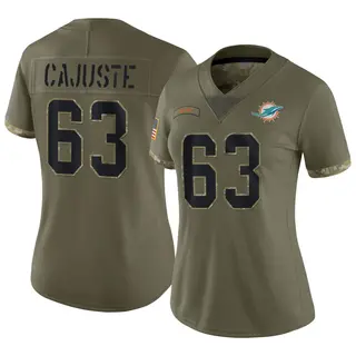 Miami Dolphins Women's Yodny Cajuste Limited 2022 Salute To Service Jersey - Olive