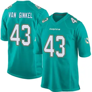 Miami Dolphins Youth Andrew Van Ginkel Game Team Color Jersey - Aqua