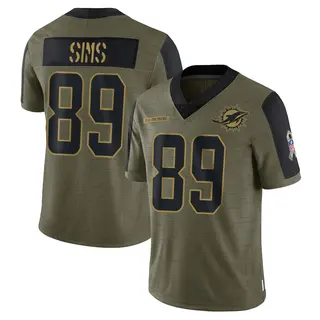 Miami Dolphins Youth Ben Sims Limited 2021 Salute To Service Jersey - Olive