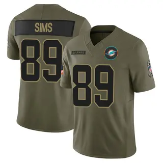Miami Dolphins Youth Ben Sims Limited 2025 Salute to Service Jersey - Olive