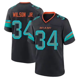 Miami Dolphins Youth Jeff Wilson Jr. Game Pitch 2025 Rivalries Collection Jersey - Blue