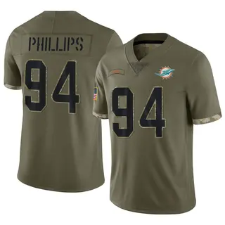 Miami Dolphins Youth Jordan Phillips Limited 2022 Salute To Service Jersey - Olive