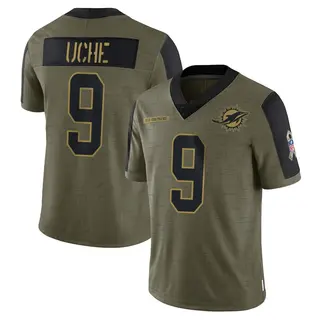 Miami Dolphins Youth Joshua Uche Limited 2021 Salute To Service Jersey - Olive