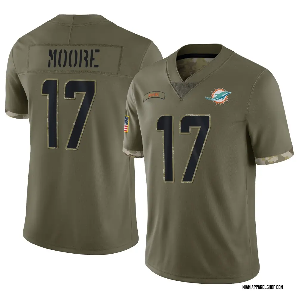 Miami Dolphins Youth Trey Moore Limited 2022 Salute To Service Jersey - Olive